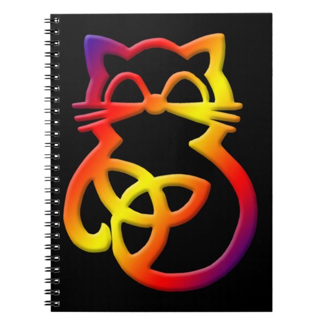 Rainbow Trinity Knot Celtic Cat Notebook (Front)