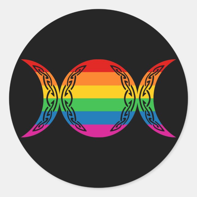 Rainbow Triple Goddess Symbol Classic Round Sticker (Front)