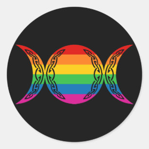Rainbow Triple Goddess Symbol Classic Round Sticker