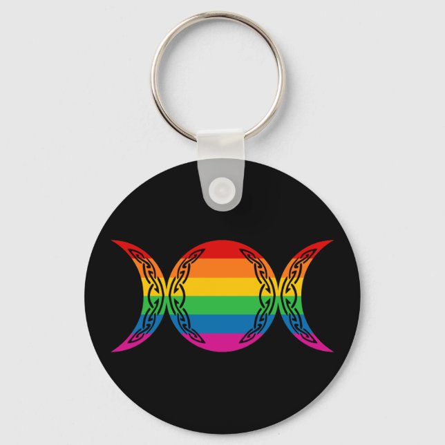 Rainbow Triple Goddess Symbol Key Ring (Front)