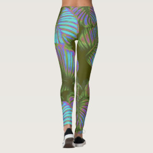 Rainbow Tropical Leaves Leggings