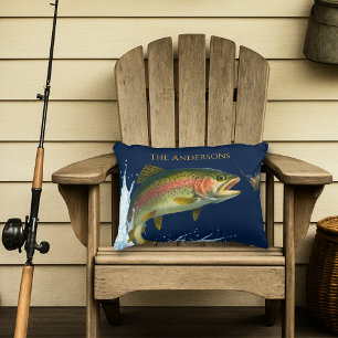 Rainbow Trout Art – Custom Lake House Decor Decorative Cushion