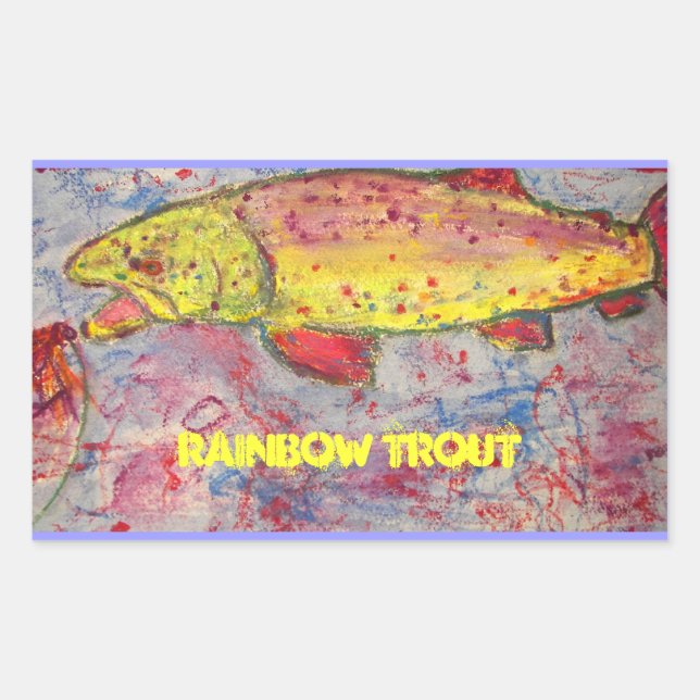 rainbow trout art rectangular sticker (Front)