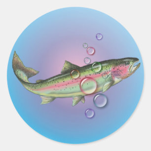RAINBOW TROUT BUBBLE by SHARON SHARPE Classic Round Sticker