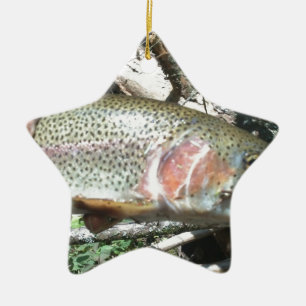 Rainbow trout ceramic tree decoration