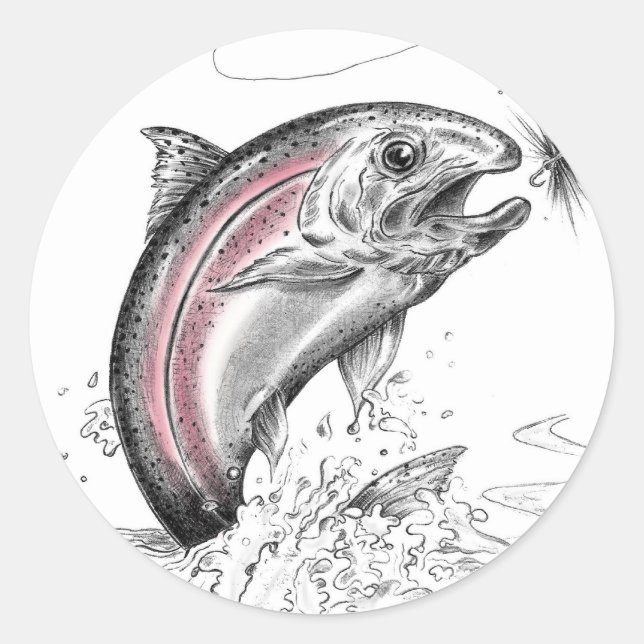 rainbow trout classic round sticker (Front)