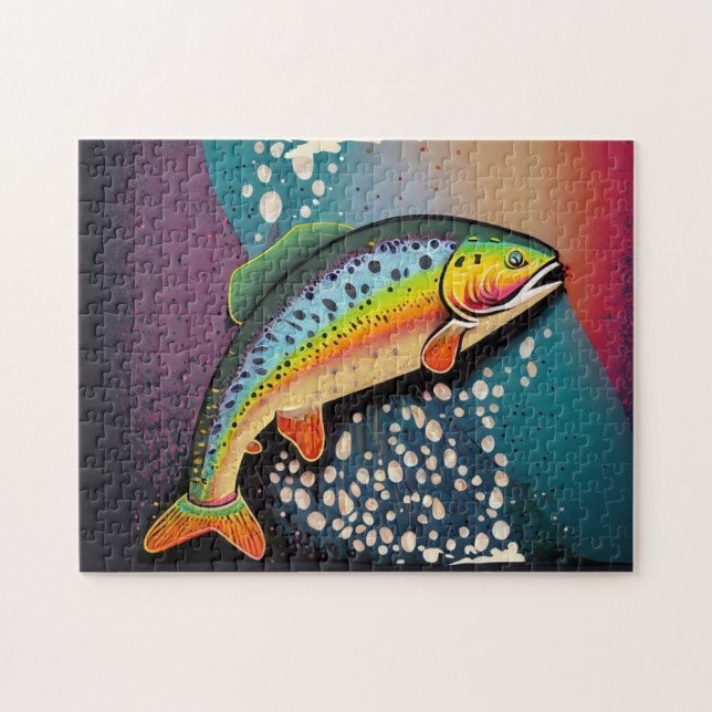Rainbow Trout Fish Jigsaw Puzzle Games for Kids (Horizontal)