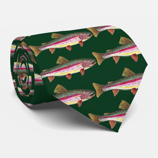 Rainbow Trout Fish Painting for Fishermen Anglers Tie (Rolled)