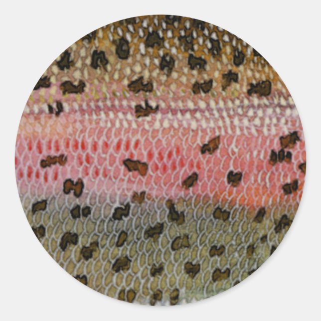 Rainbow Trout Fish Skin Print Classic Round Sticker (Front)