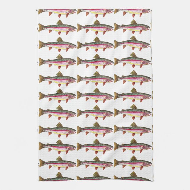 Rainbow Trout Fish Tea Towel (Vertical)