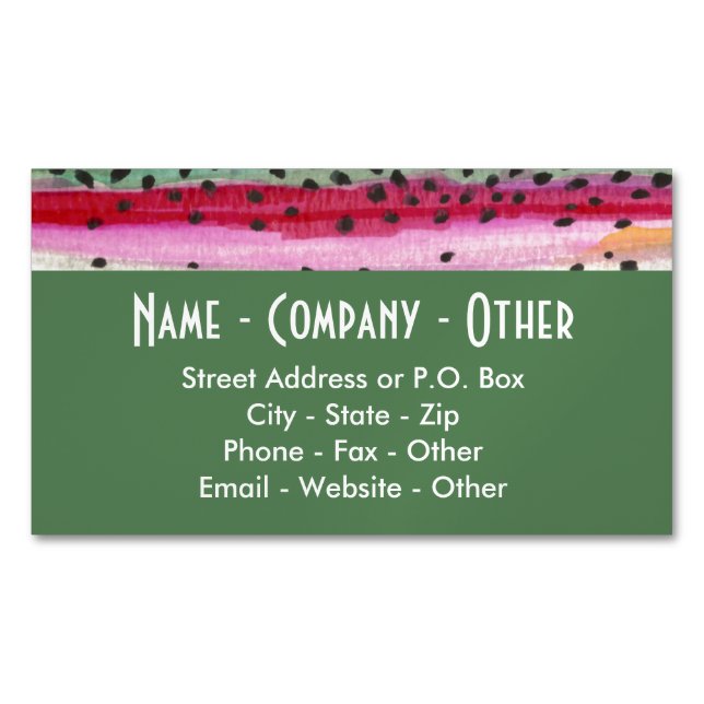 Rainbow Trout Fisherman's Magnetic Business Card (Front)