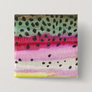 Rainbow Trout Fishing 15 Cm Square Badge