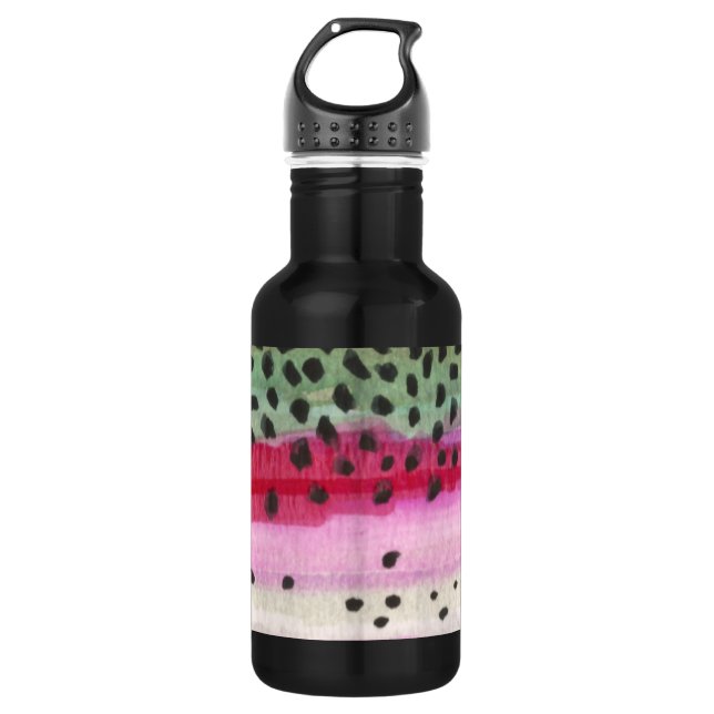 Rainbow Trout Fishing, Angling 532 Ml Water Bottle (Front)