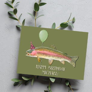 Rainbow Trout Fishing Birthday Card