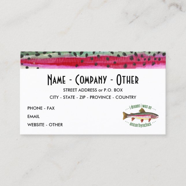 Rainbow Trout Fishing Business Card (Front)