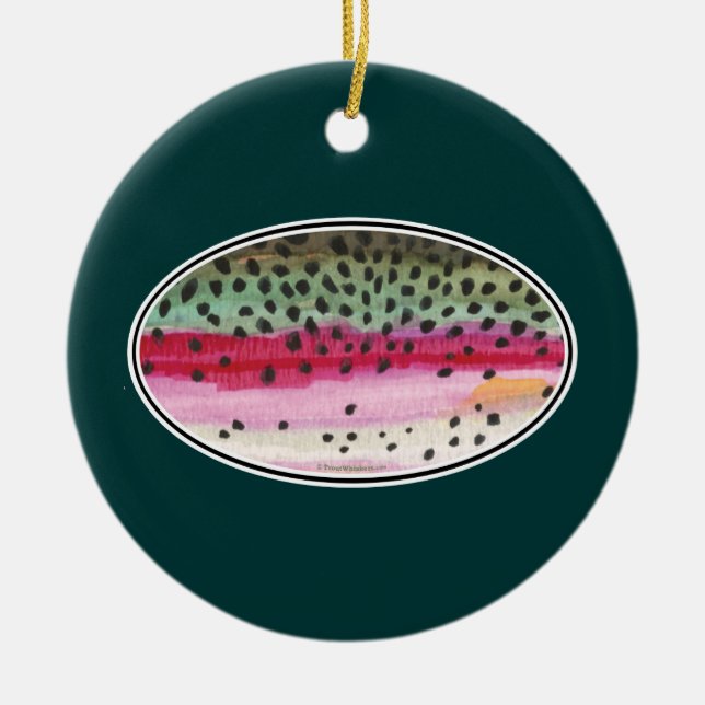 Rainbow Trout Fishing Ceramic Tree Decoration (Front)