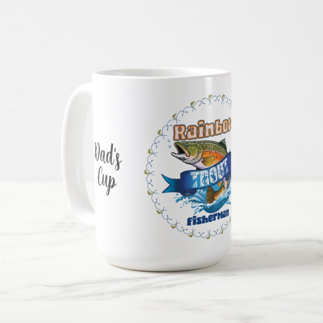 Rainbow Trout Fishing Personalised Illustration Coffee Mug (Front Left)