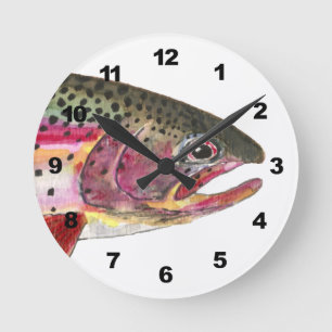 Rainbow Trout Fishing Round Clock