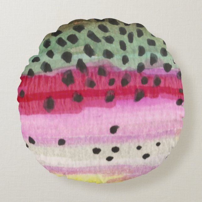 Rainbow Trout Fishing Round Cushion (Front)