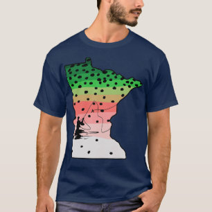 Rainbow Trout Fly Fish Minnesota State Map Fly Fis T-Shirt