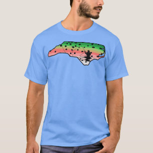 Rainbow Trout Fly Fish North olina State Map Fly F T-Shirt