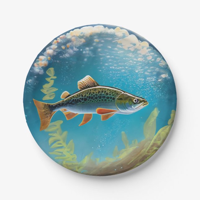 Rainbow Trout Fly Fish Paper Plate (Front)