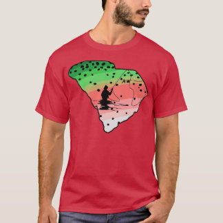 Rainbow Trout Fly Fish South olina State Map Fly F T-Shirt