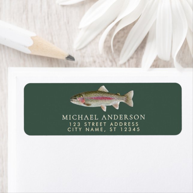 Rainbow Trout - Fly Fisherm Return Address Label   (Insitu)