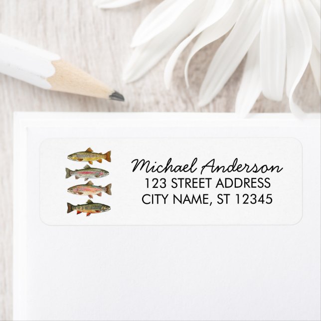 Rainbow Trout - Fly Fisherm Return Address Label   (Insitu)