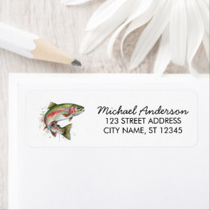 Rainbow Trout - Fly Fisherm Return Address Label  