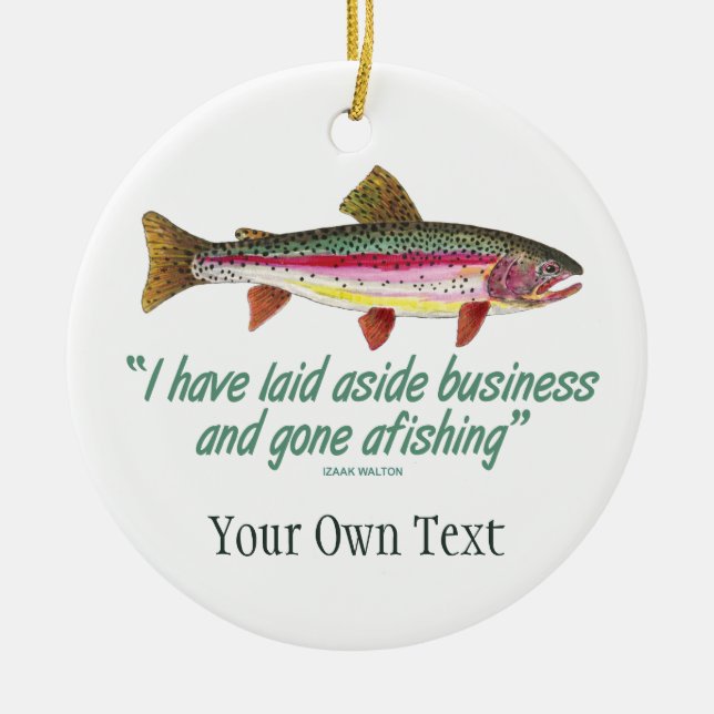 Rainbow Trout Fly Fishing, Angling Ceramic Tree Decoration (Front)