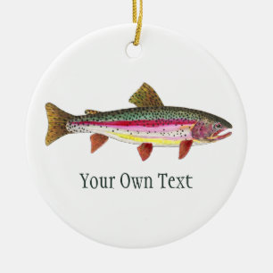 Rainbow Trout Fly Fishing, Angling, Ichthyology Ceramic Tree Decoration