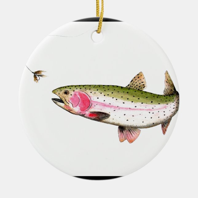 Rainbow Trout Fly Fishing Ceramic Tree Decoration (Front)