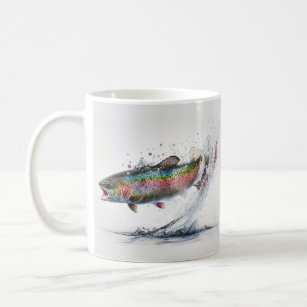 Rainbow Trout Fly Fishing Monogram Coffee Mug