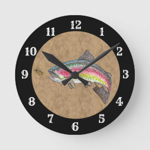 Rainbow Trout Fly Fishing Round Clock