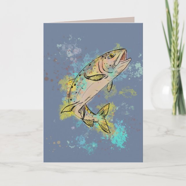 Rainbow Trout Folded Blank Card (Front)