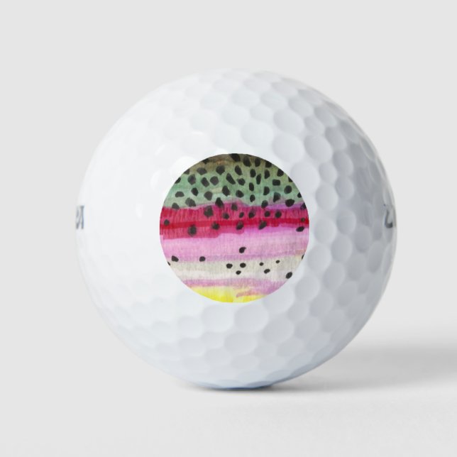 Rainbow Trout Golfer Golf Balls (Front)
