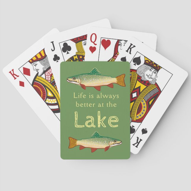 Rainbow Trout Green Life Always Better At The Lake Playing Cards (Back)