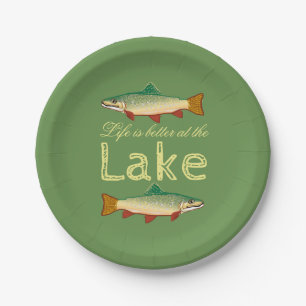 Rainbow Trout   Green Life is better at the Lake Paper Plate