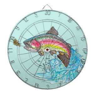 Rainbow Trout Jumping Fly Fishing Dartboard
