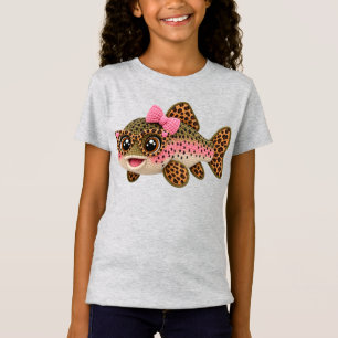 Rainbow Trout Leopard Glasses Faux Crochet Yarn T-Shirt