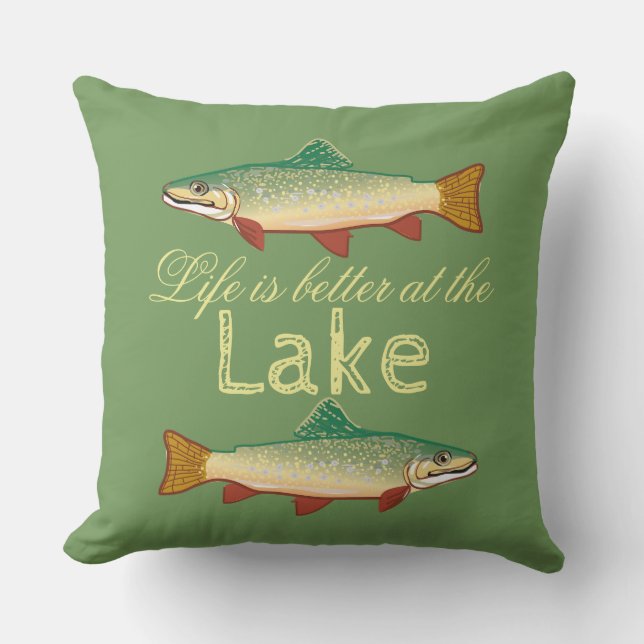 Rainbow Trout | Life is better at the Lake Outdoor Cushion (Front)