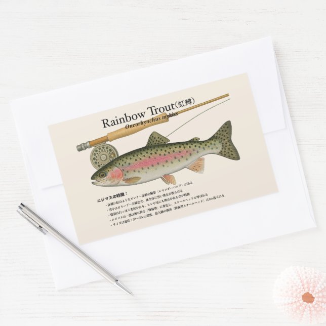 Rainbow Trout (Oncorhynchus mykiss) – Japanese Rectangular Sticker (Envelope)