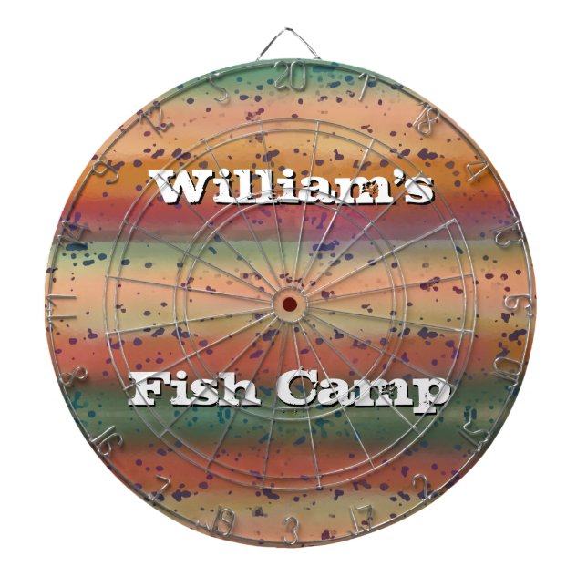 Rainbow Trout  Pattern with Name Fisherman's Dartboard (Front)