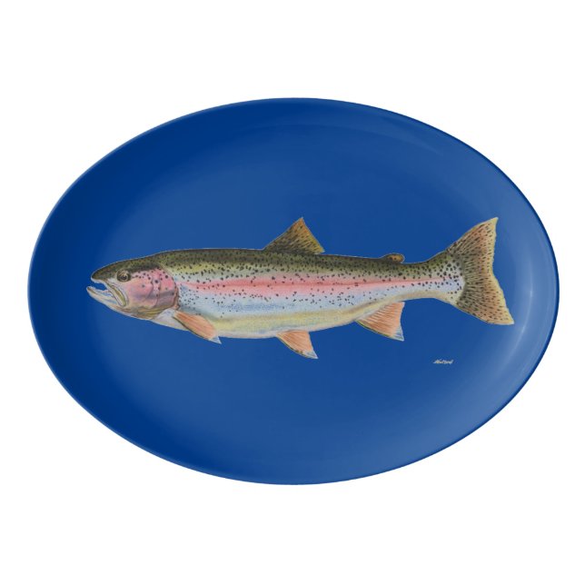 Rainbow Trout Porcelain Serving Platter (Front)