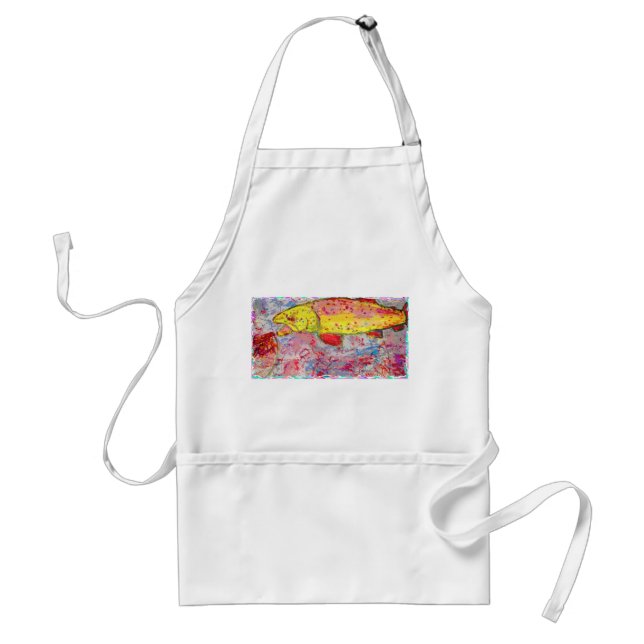 rainbow trout screenprint look standard apron (Front)