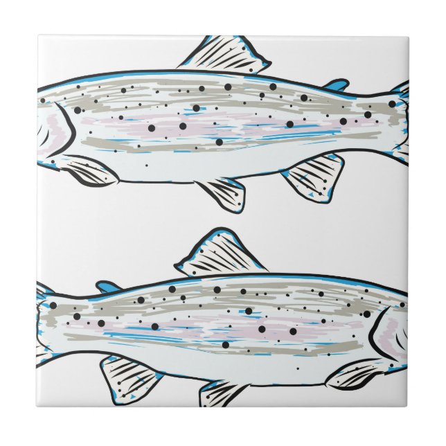 Rainbow Trout Sketch Tile (Front)