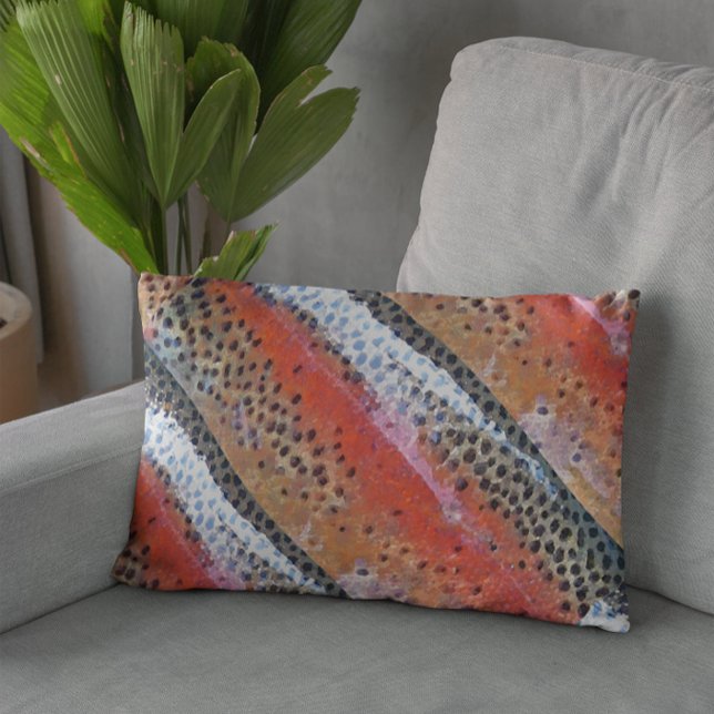 Rainbow Trout Skin Abstract Pattern Printed Decorative Cushion (Creator Uploaded)