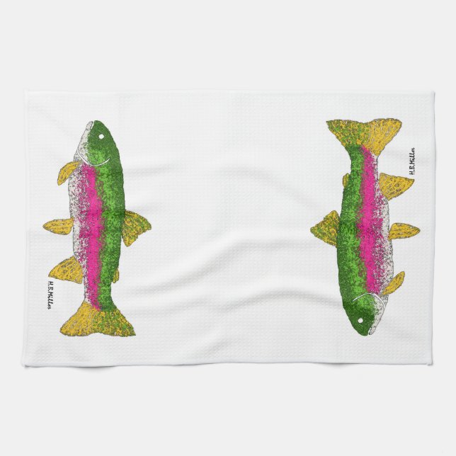 Rainbow Trout Tea Towel (Horizontal)