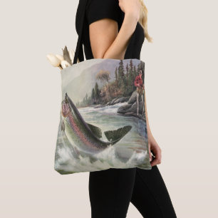 Rainbow Trout, Vintage Fisherman Fishing for Fish Tote Bag